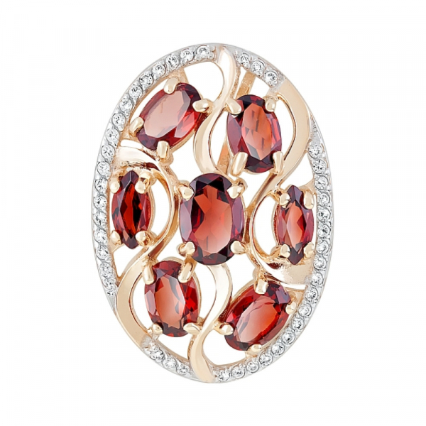 Золотая подвеска с гранатом и фианитом № 119265