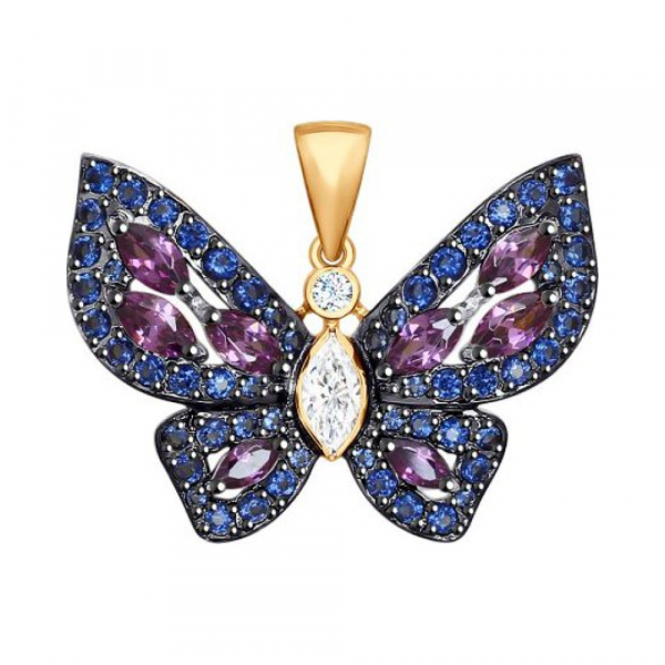 Золотая подвеска с фианитом № 161651