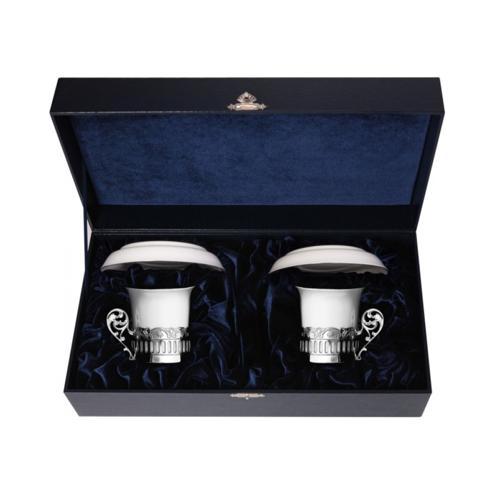 Набор серебряных кофейных чашек «Богема» с блюдцами