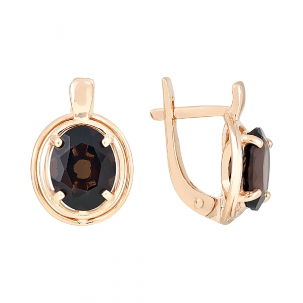 Золотые серьги с раухтопазом № 111503