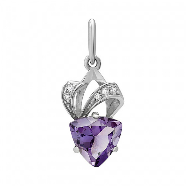 Серебряная подвеска с аметистом и фианитом № 133141