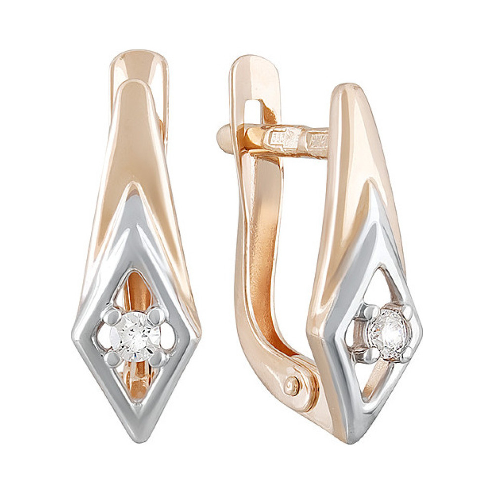 Золотые серьги с фианитом № 133173