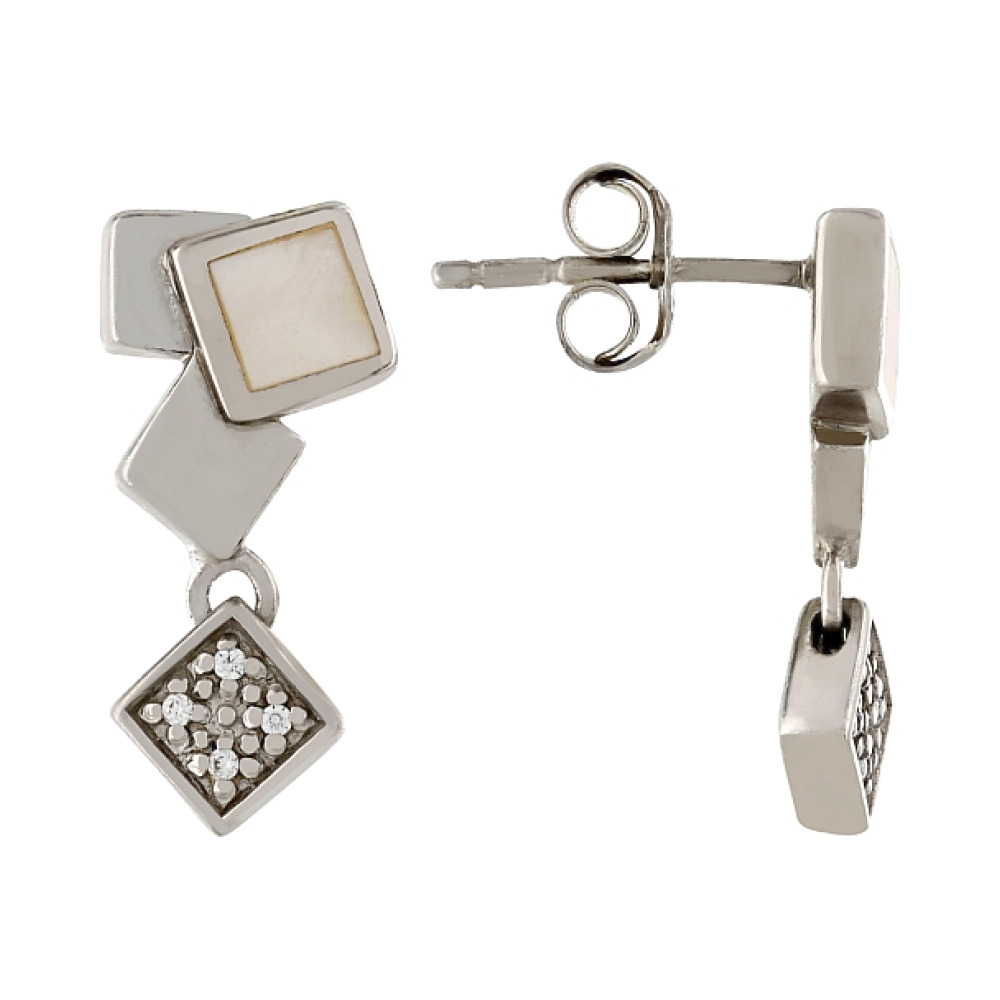  Серьги с фианитом и перламутром TED LAPIDUS № 32613