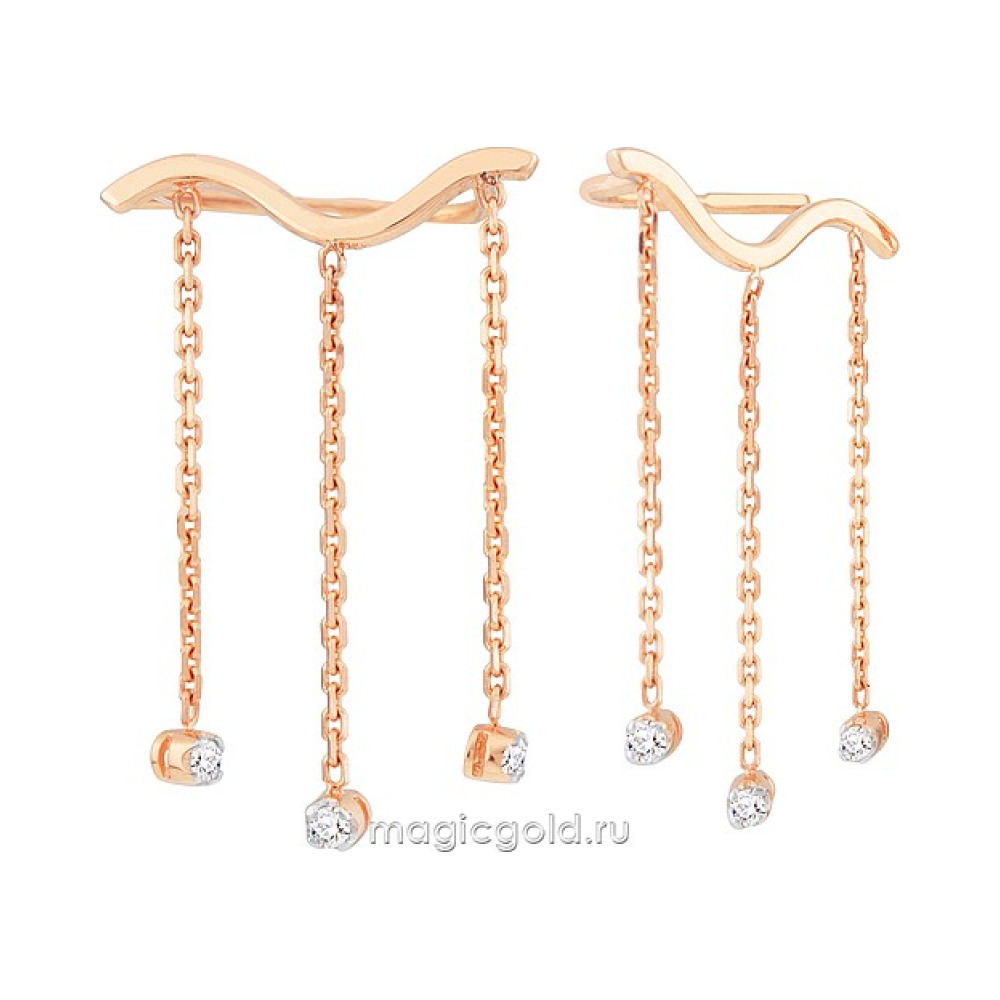 Золотые серьги с фианитом № 172115