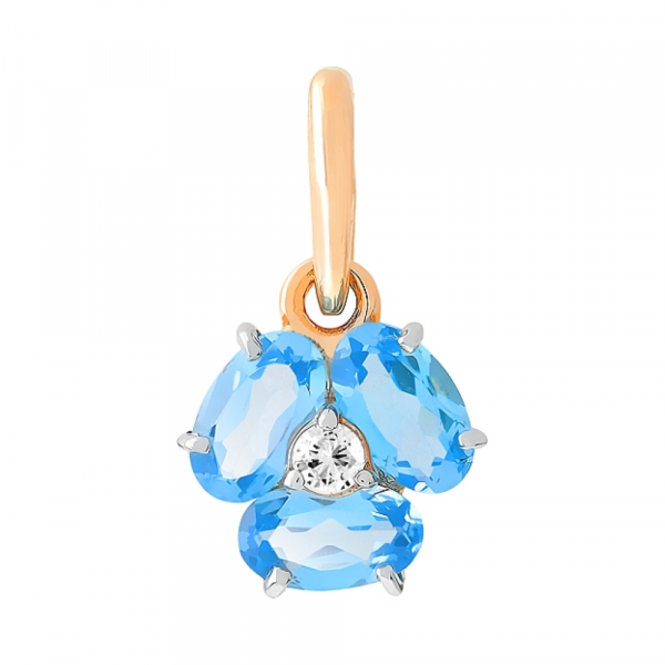 Золотая подвеска с топазом и фианитом № 112150