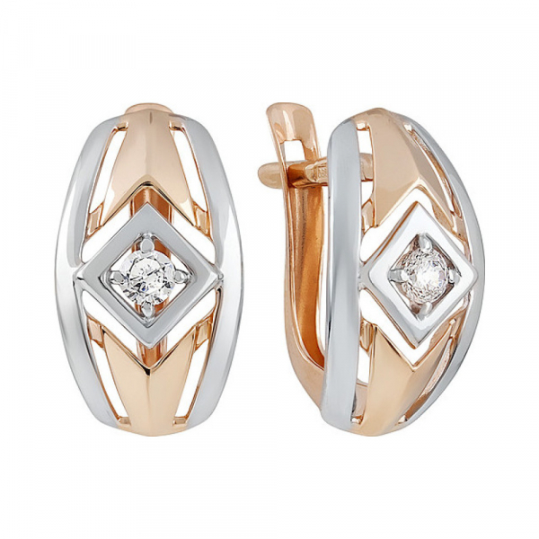 Золотые серьги с фианитом № 134714