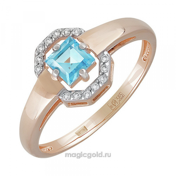 Золотое кольцо с топазом и фианитом № 141301