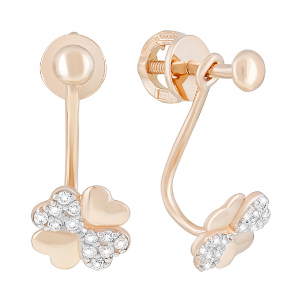 Золотые серьги с фианитами № 126779