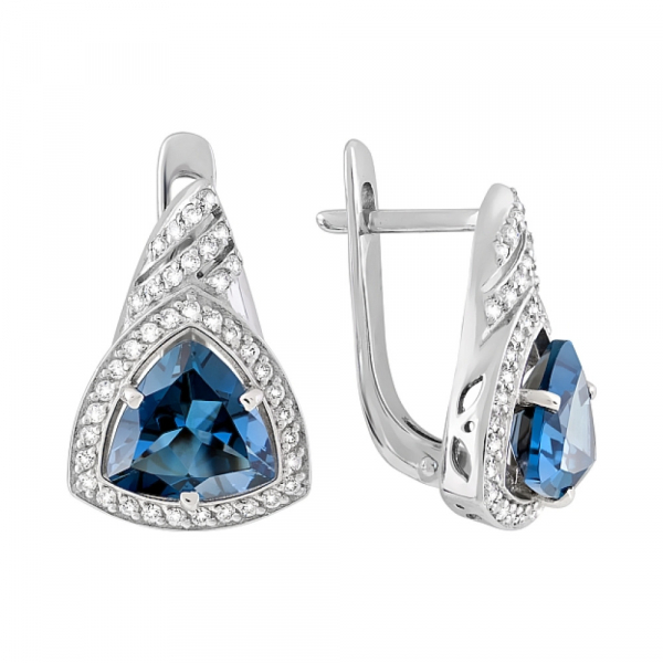 Золотые серьги с топазом и фианитом № 119620