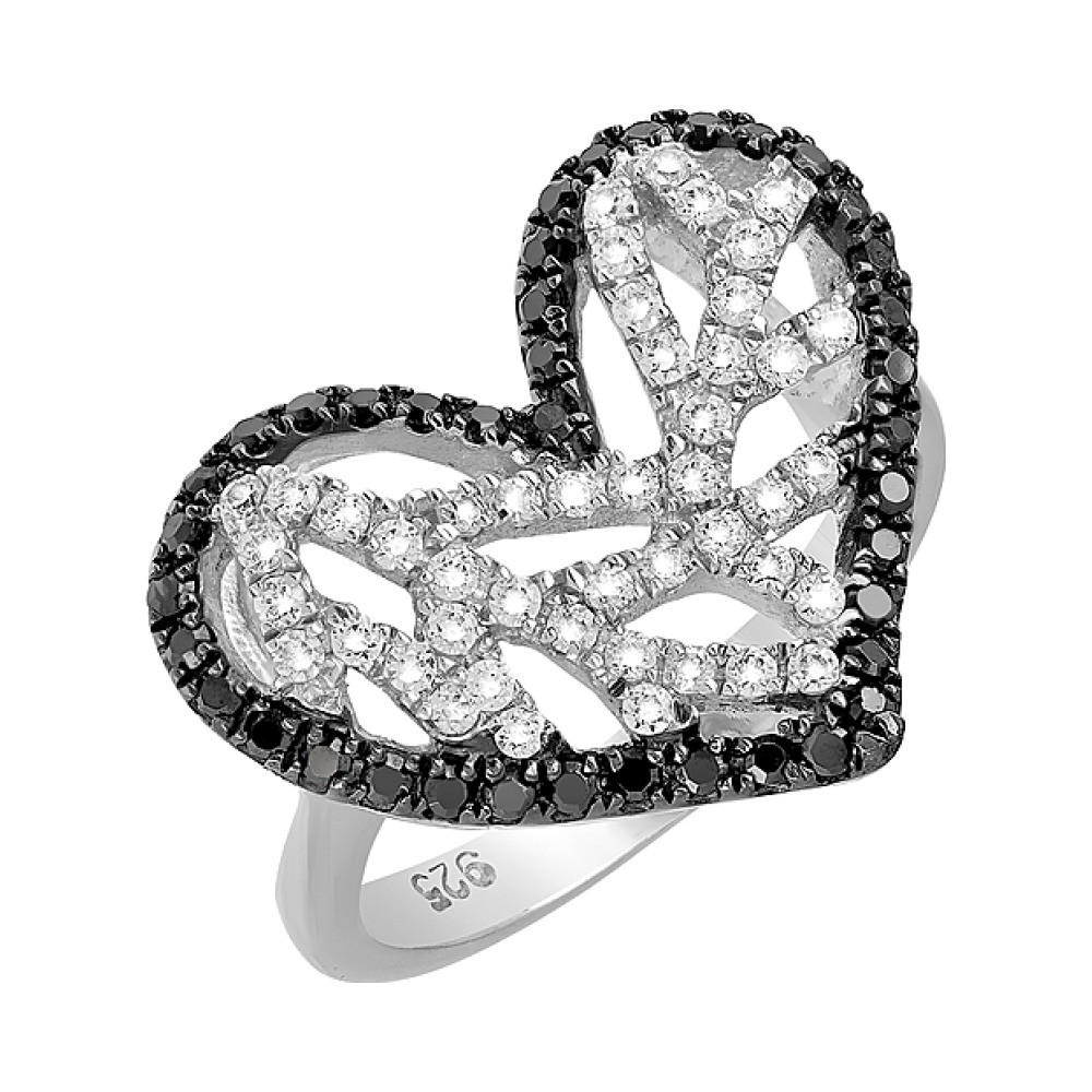 Серебряное кольцо с фианитом № 83558