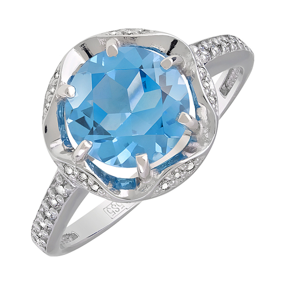 Золотое кольцо с топазом и фианитом № 119669