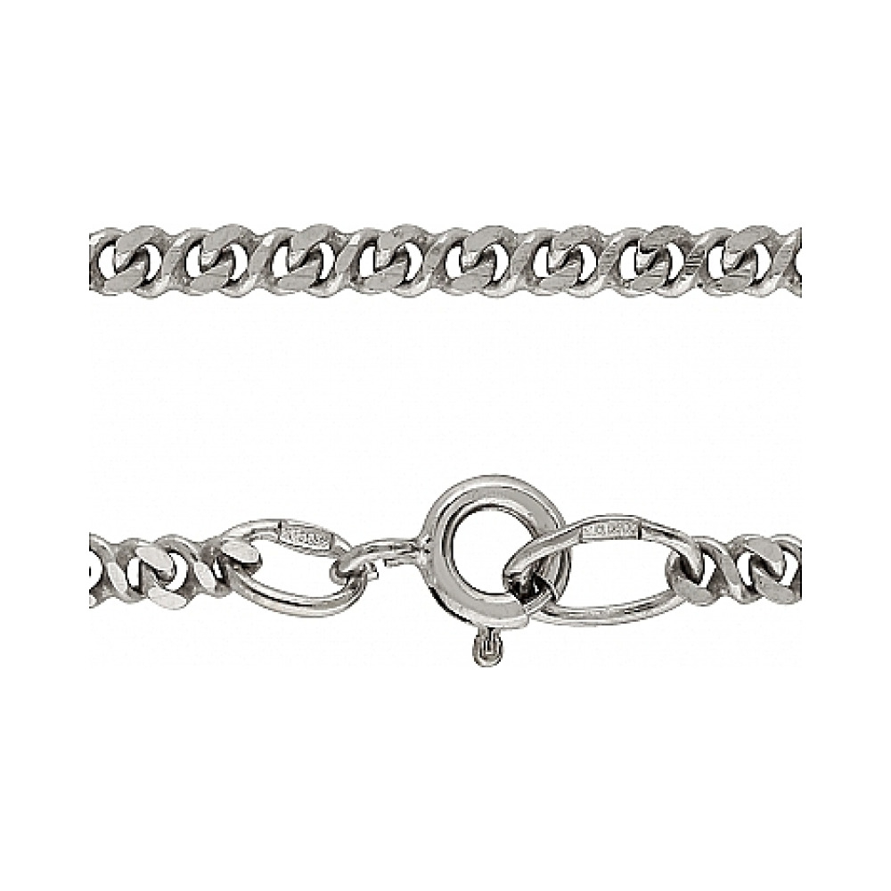 Серебряная цепь восьмерка панцирная граненая родированная № 101224