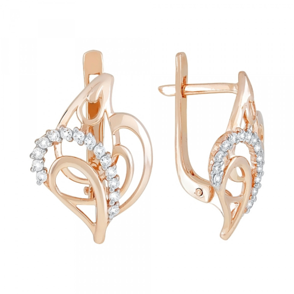 Золотые серьги с фианитами № 118781