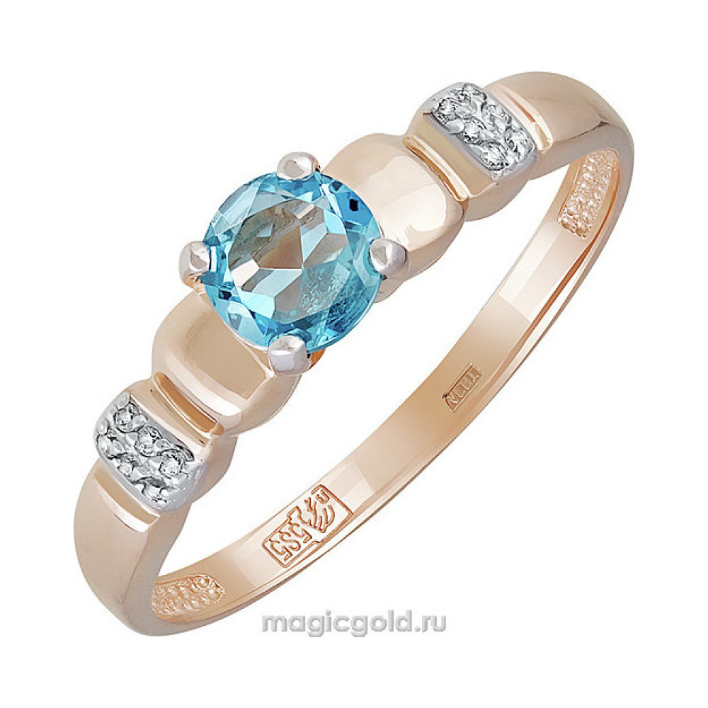Золотое кольцо с топазом и фианитом № 142079
