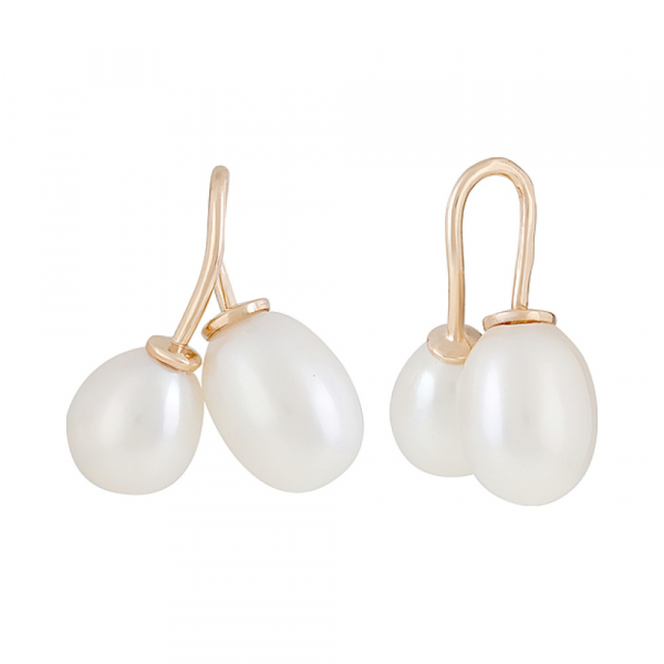 Золотые серьги с жемчугом № 128834