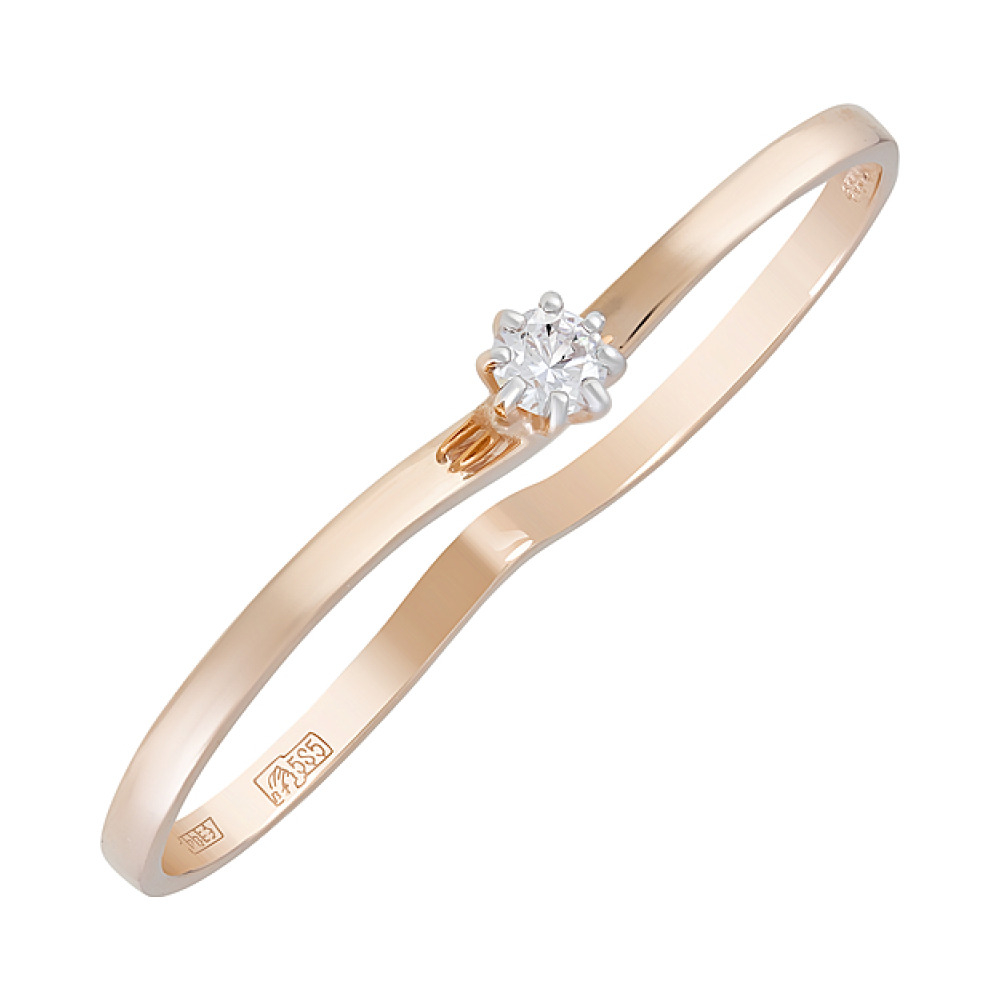 Золотое кольцо с фианитом № 128929