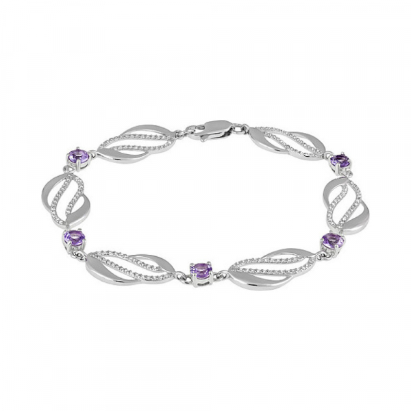 Серебряный браслет с аметистом и фианитом № 133280
