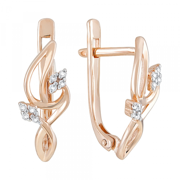 Золотые серьги с фианитами № 123655