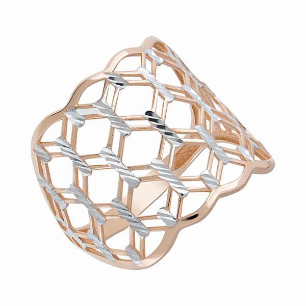 Золотое кольцо без камня с алмазкой № 126467