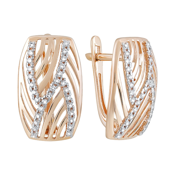 Золотые серьги с фианитами № 127364