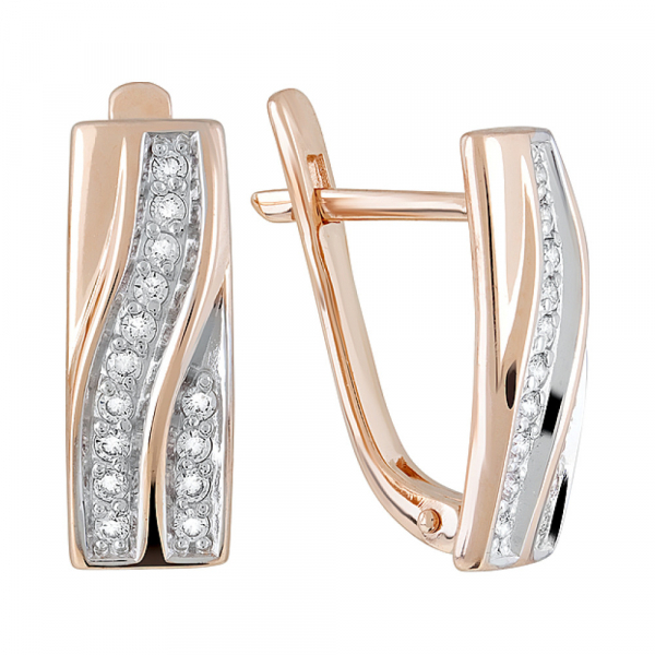 Золотые серьги с фианитами № 123393