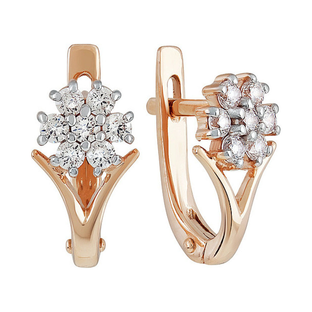 Золотые серьги с фианитом № 134748