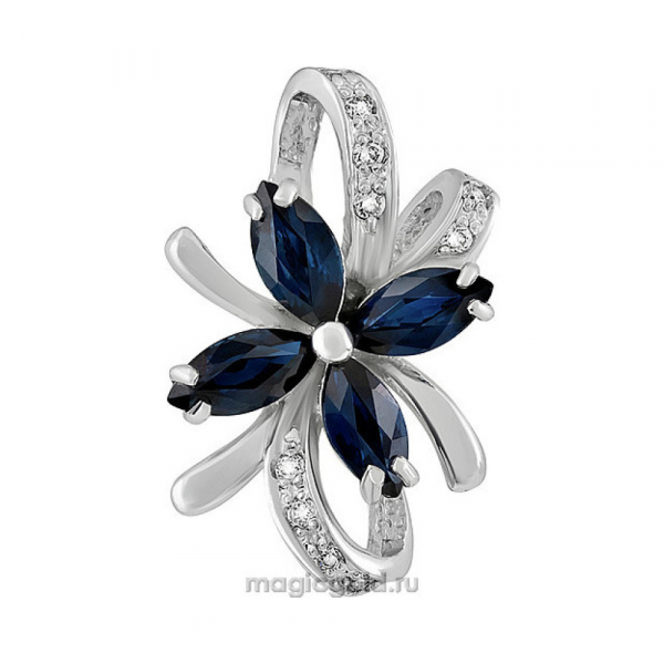 Серебряная подвеска с сапфиром и фианитом № 136763