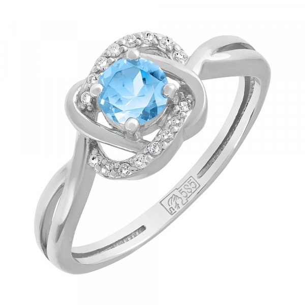 Золотое кольцо с топазом и фианитом № 120892