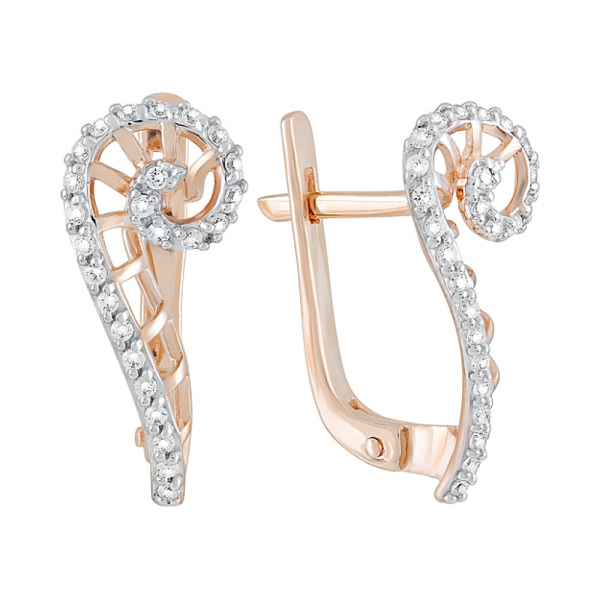 Золотые серьги с фианитами № 124748