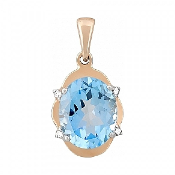 Золотая подвеска с топазом и фианитом № 114054