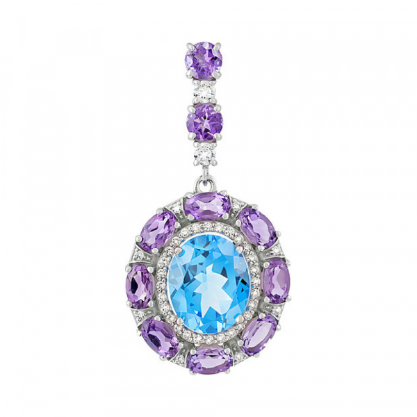 Серебряная подвеска с полудрагоценными вставками и фианитом № 129693