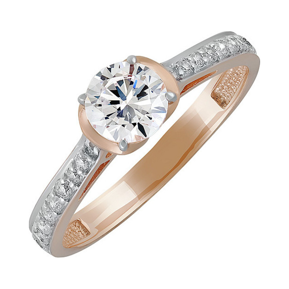 Золотое кольцо с фианитом № 137308