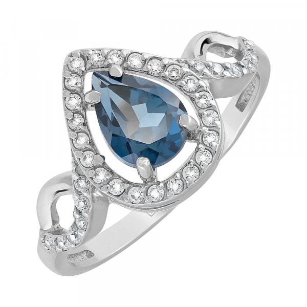 Золотое кольцо с топазом и фианитом № 119958