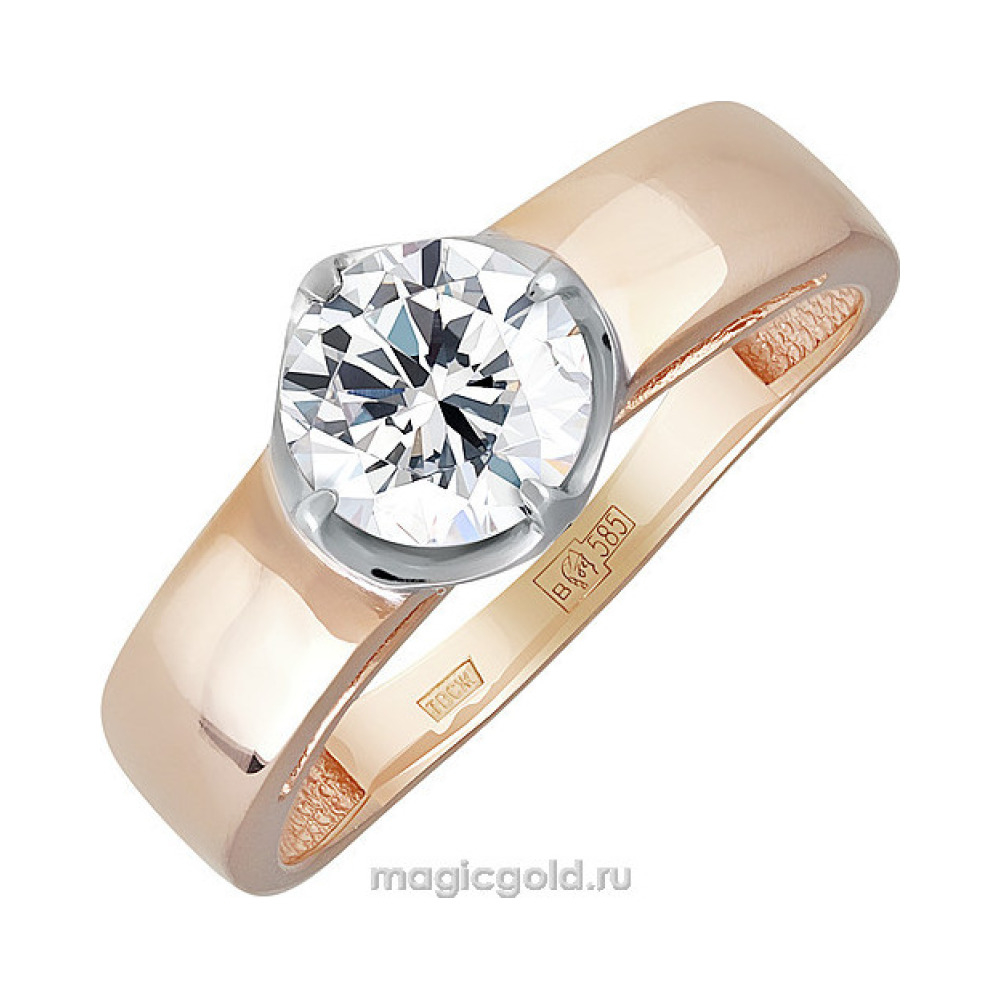 Золотое кольцо с фианитом № 139159