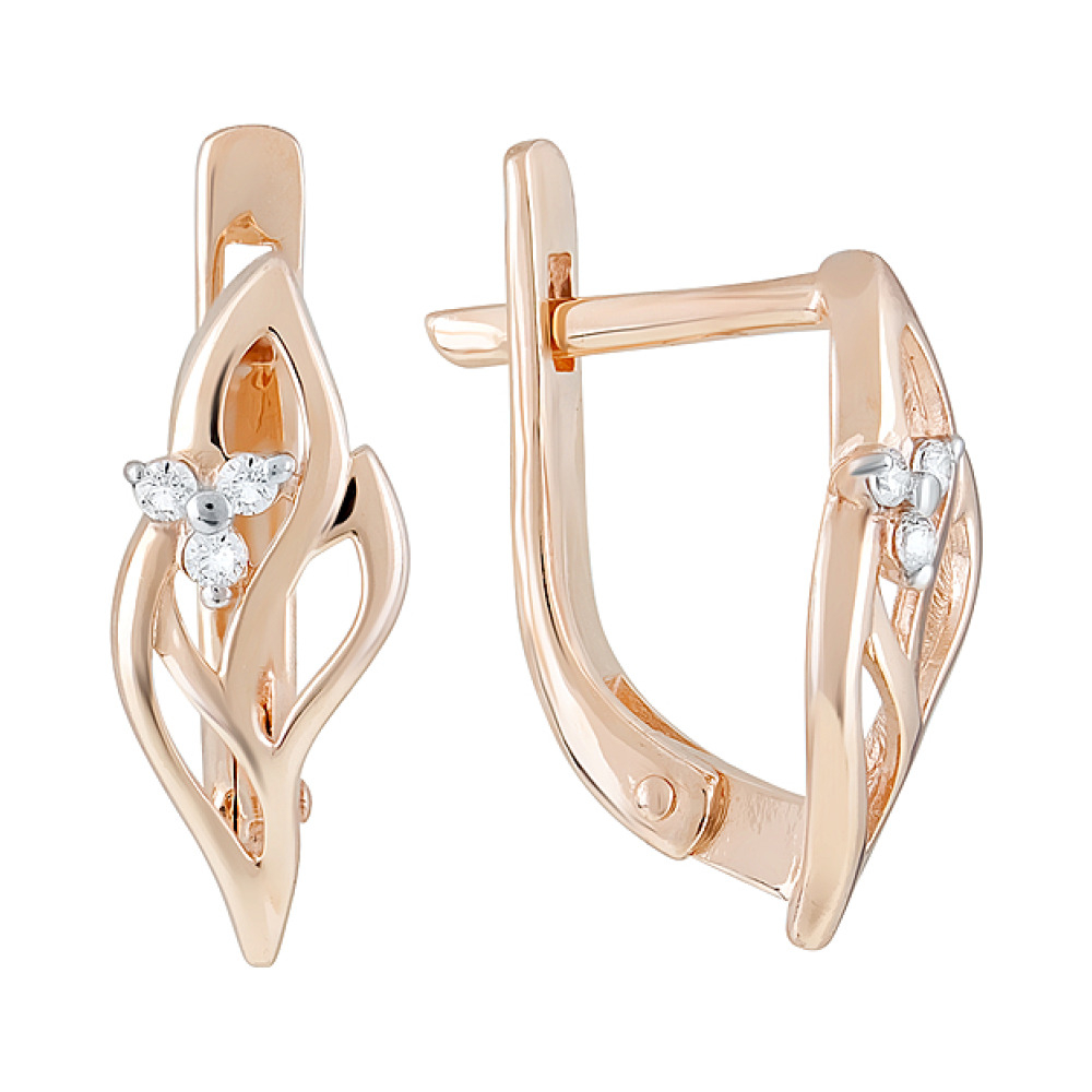 Золотые серьги с фианитом № 123653