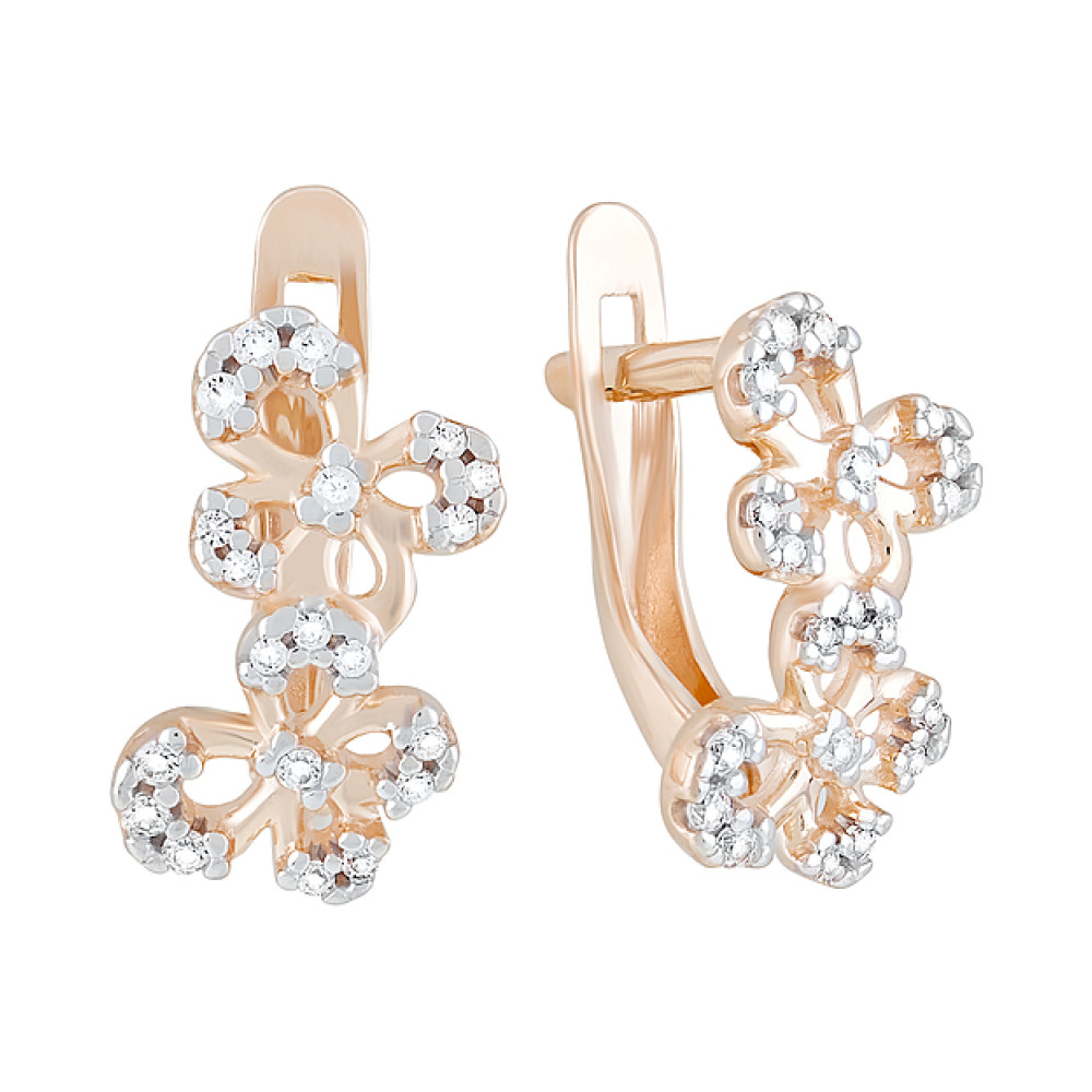 Золотые серьги с фианитом № 124299