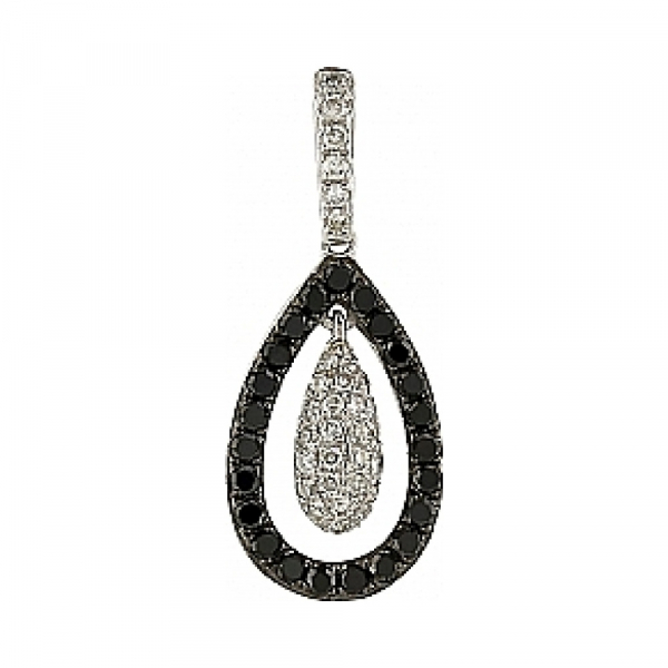 Золотая подвеска с черным и белым бриллиантами № 104992