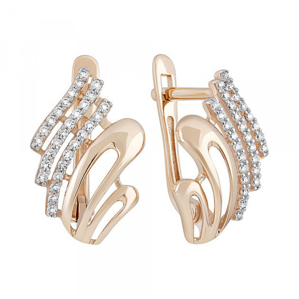 Золотые серьги с фианитом № 133806