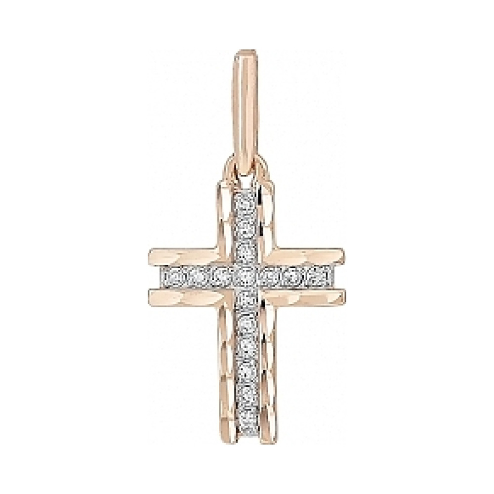 Золотая подвеска с алмазкой и фианитом № 95896