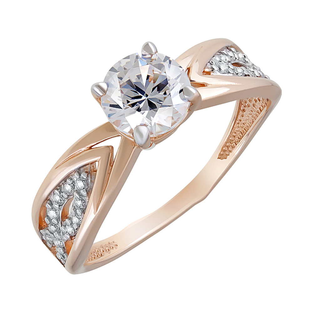 Золотое кольцо с кристаллами swarovski № 124020