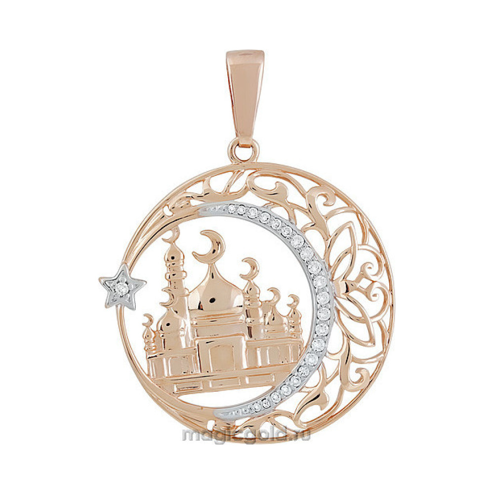 Золотая подвеска с фианитом № 140428