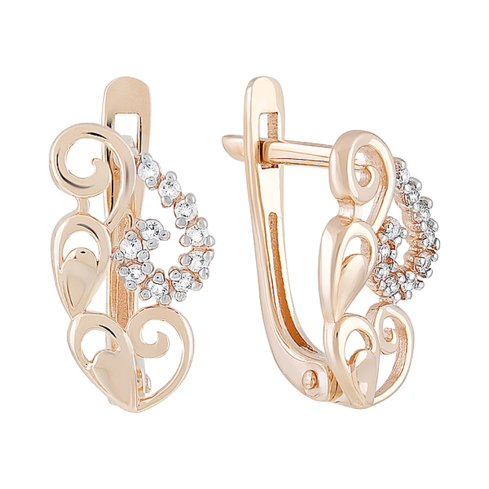 Золотые серьги с фианитами № 128784