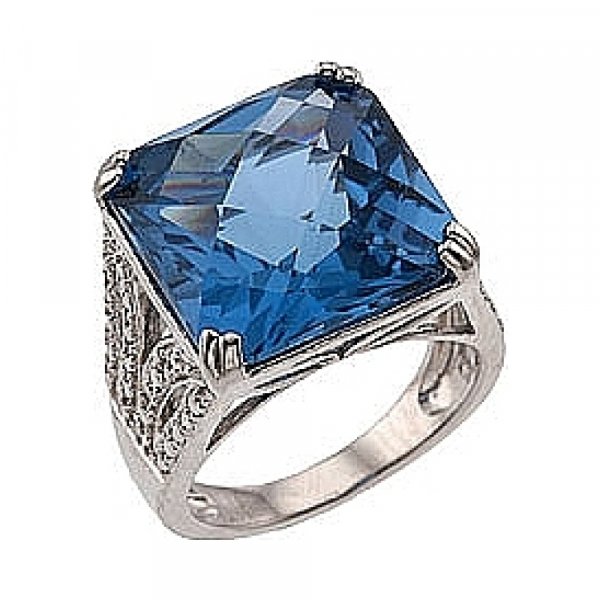 Серебряное кольцо с имитац. шпинели и фианитом № 34046