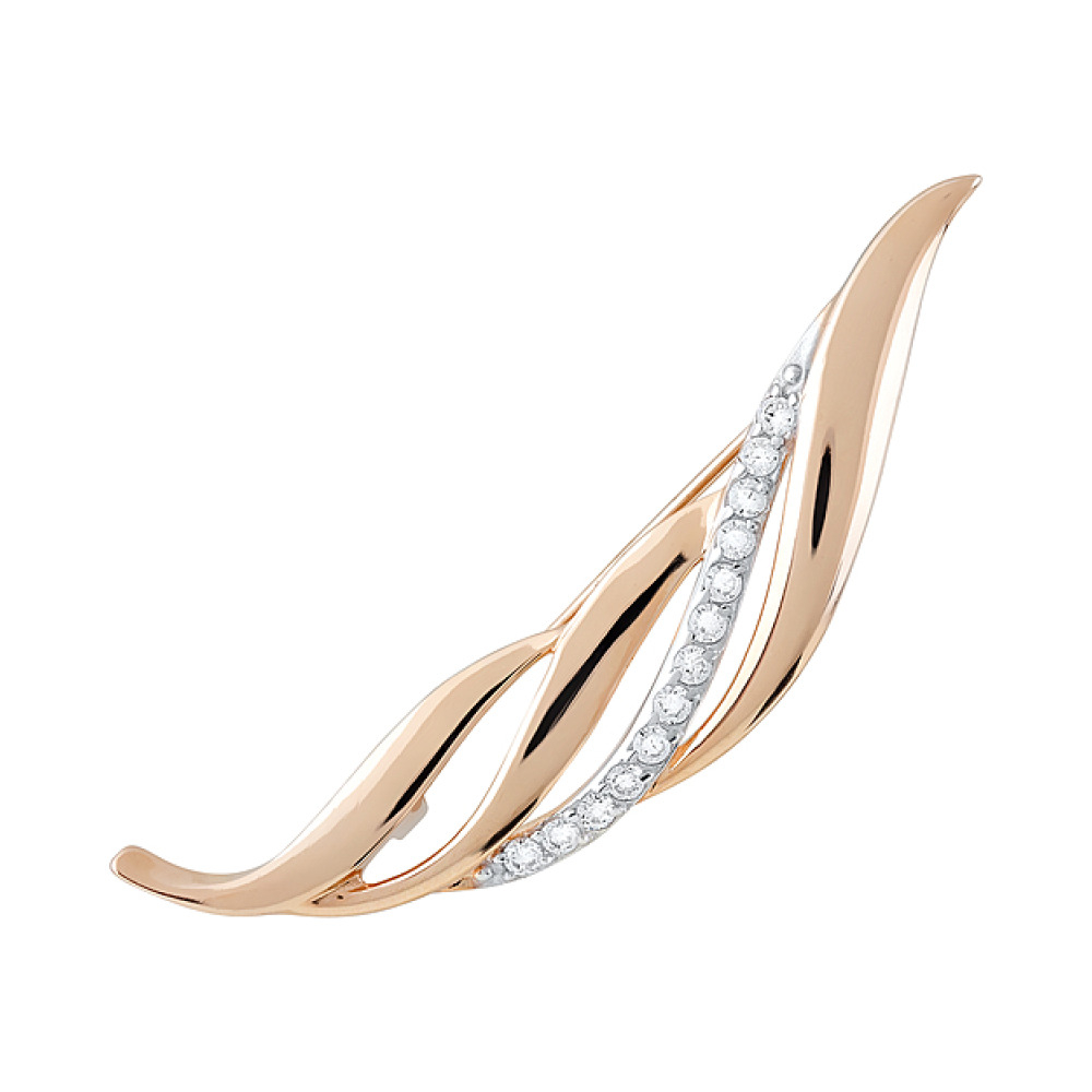 Золотая брошь с фианитами № 123746