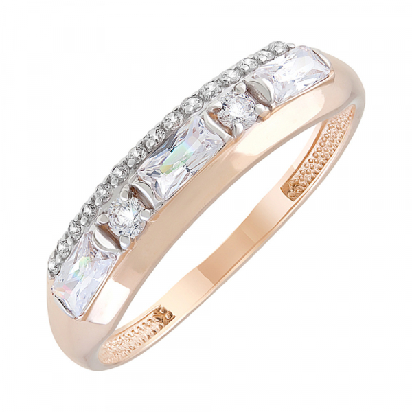 Золотое кольцо с фианитами № 129060