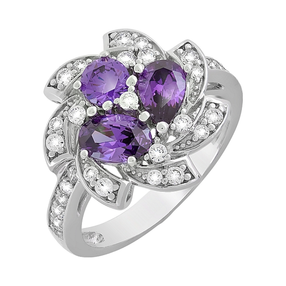 Серебряное кольцо с фианитами № 119089