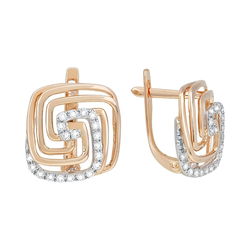 Золотые серьги с бриллиантом № 116725