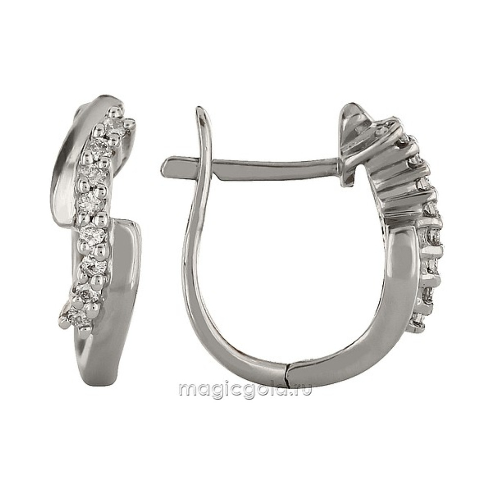 Золотые серьги с бриллиантом № 98079