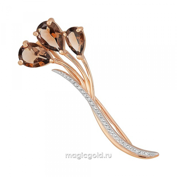Золотая брошь с раухтопазом  № 164298