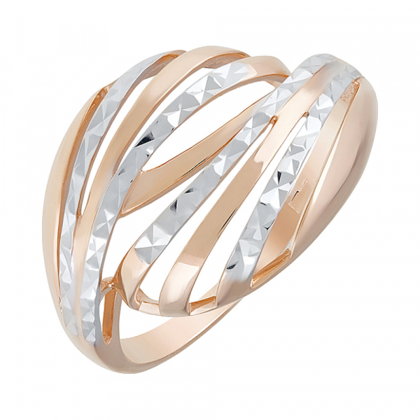 Золотое кольцо без камня с алмазкой № 124292